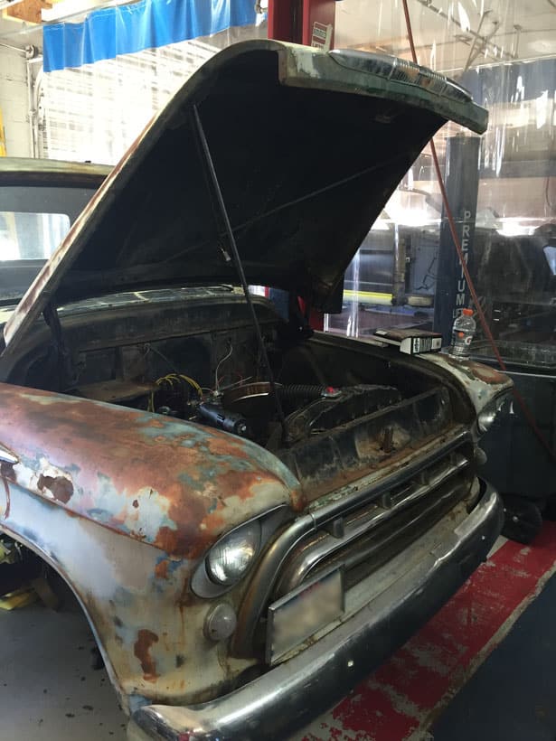 1957 Chevy Pickup in for repairs