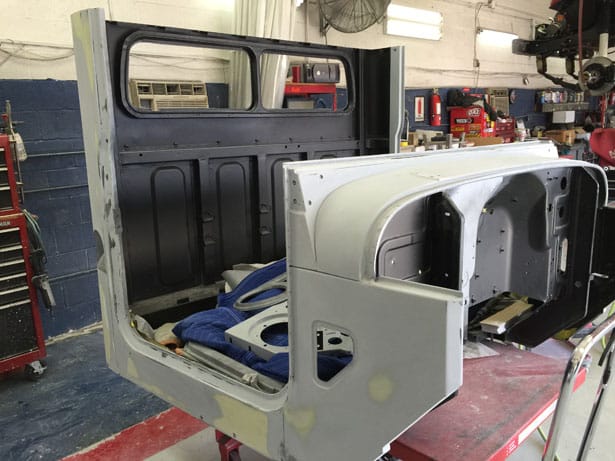cab of the 1964 Toyota while in paint and body